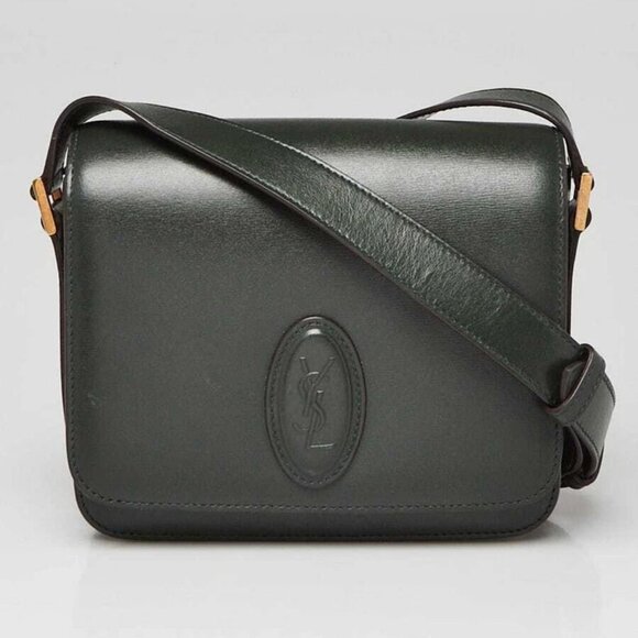 Yves Saint Laurent Green Smooth Leather Le 61 Framed Small Saddle Bag - Picture 12 of 12